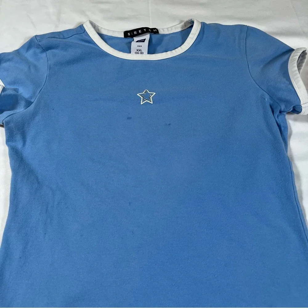 Vintage 2000s Gap blue white baby tee‎ Kids Fits Women XS Y2k
